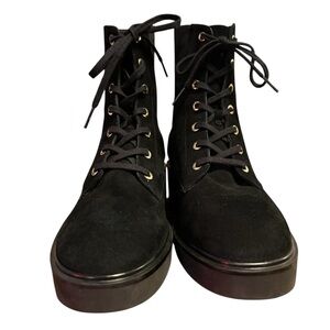 STUART WEITZMAN Henley Women's Suede Lace-Up Black Combat Boots US 8.5